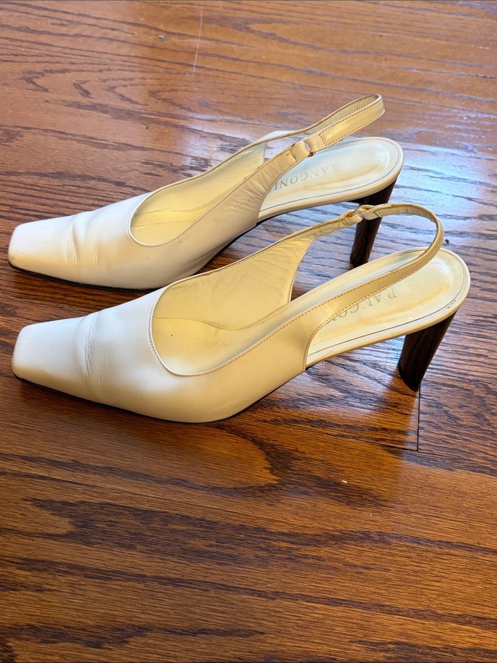 Rangoni White Leather Slingback Heels